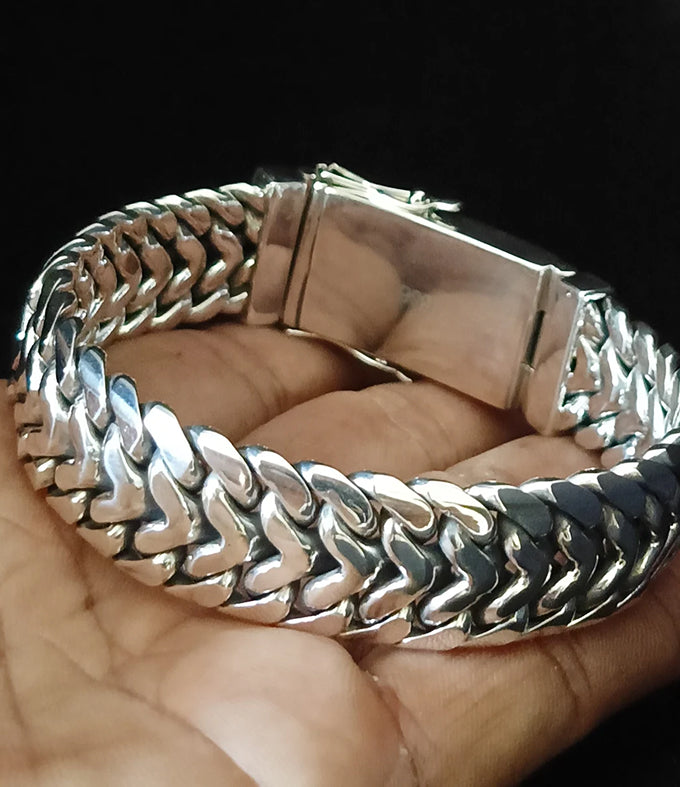 Handmade 999 Silver Bracelet, Thick Chain, Personalized Jewelry