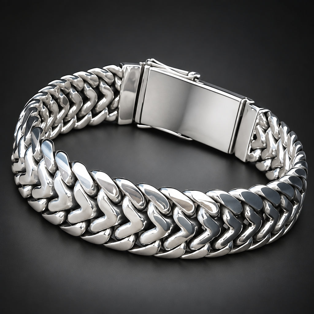 Men’s 999 Fine Silver Thick Chain Bracelet, 20mm Handcrafted