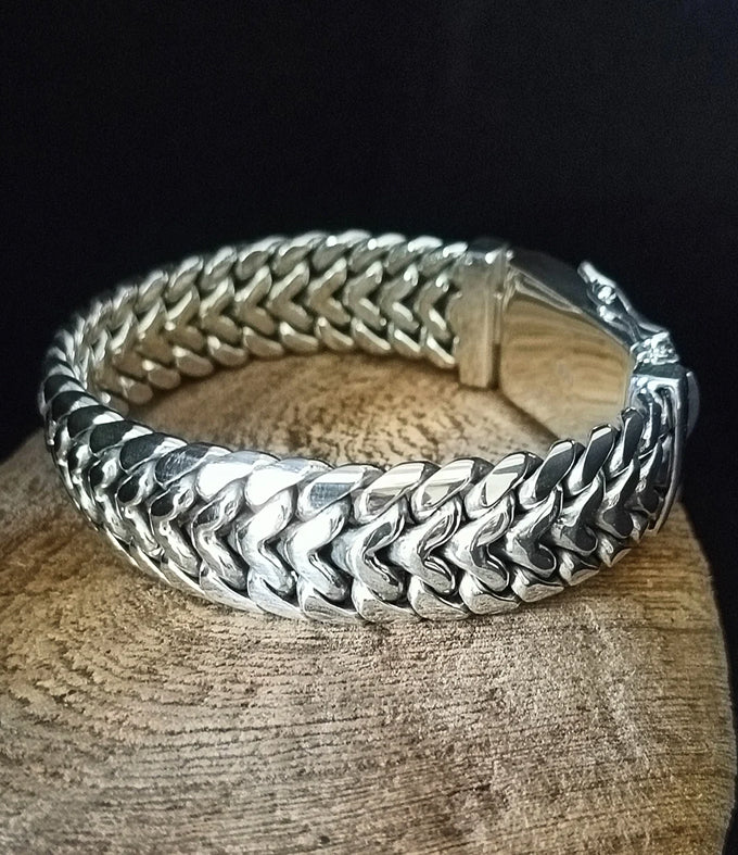 Handmade 999 Silver Bracelet, Thick Chain, Personalized Jewelry