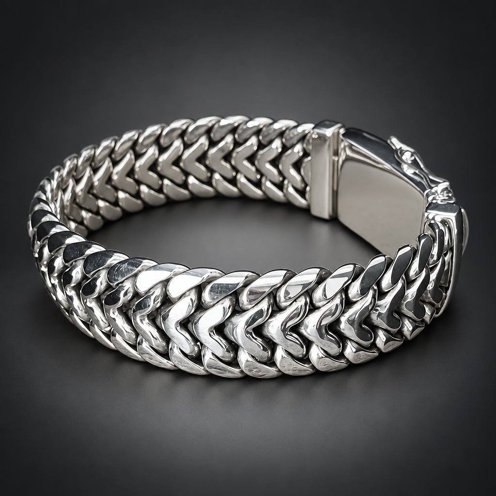 Men’s 999 Fine Silver Thick Chain Bracelet, 20mm Handcrafted