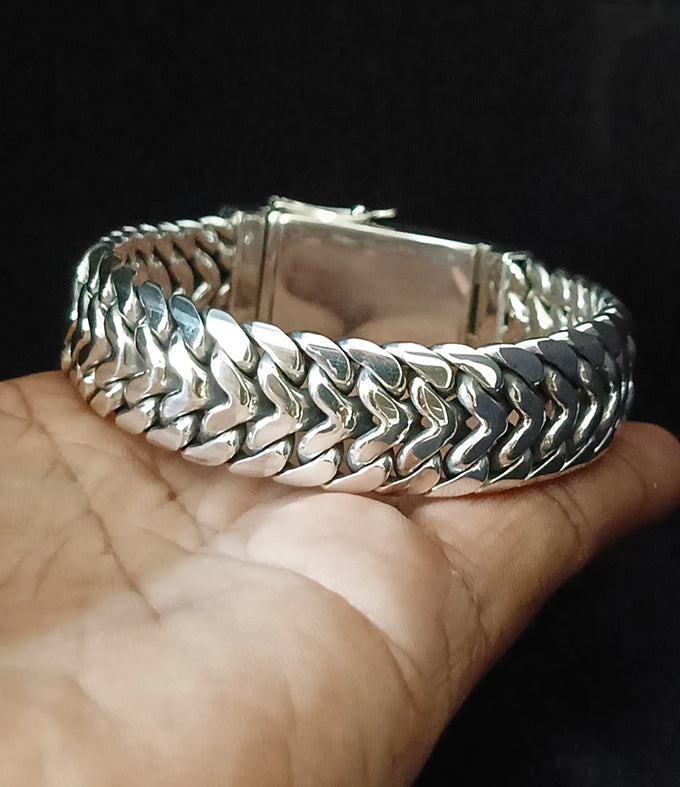 Handmade 999 Silver Bracelet, Thick Chain, Personalized Jewelry