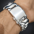 Men’s 999 Fine Silver Curb Chain Bracelet, 25mm Heavyweight