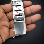 Men’s 999 Fine Silver Curb Chain Bracelet, 25mm Heavyweight