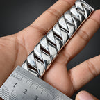 Men’s 999 Fine Silver Curb Chain Bracelet, 25mm Heavyweight
