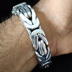 Men’s 999 Fine Silver Byzantine Bracelet, 14mm Heavyweight