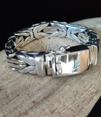Men’s 999 Fine Silver Byzantine Bracelet, 14mm Heavyweight