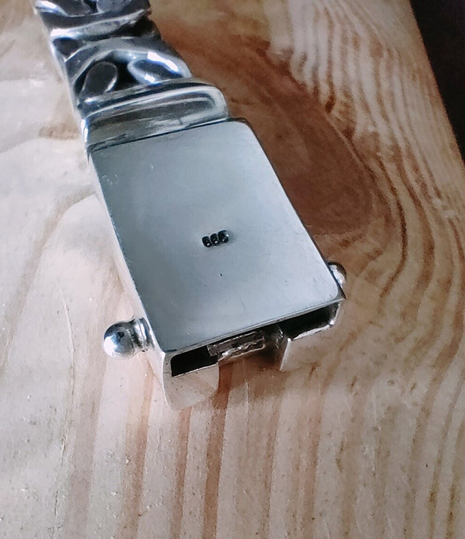 14 mm Men's silver bracelet, Byzantine chain Bracelet, handmade jewelry