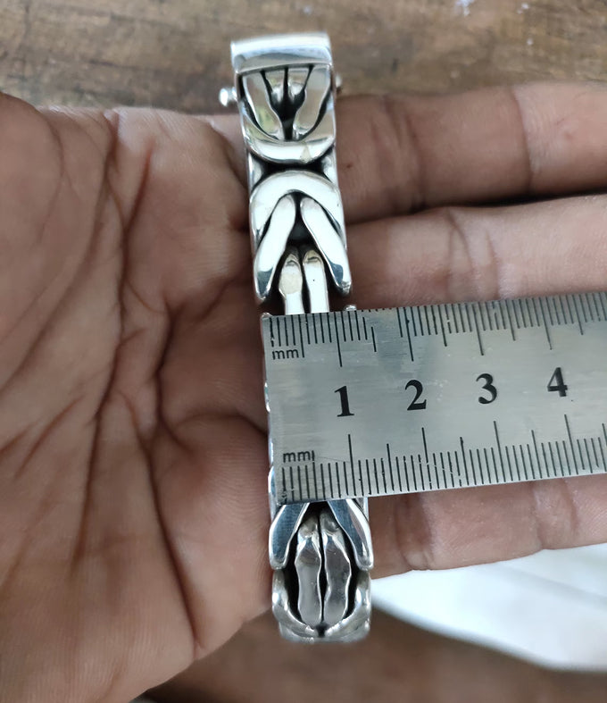 14 mm Men's silver bracelet, Byzantine chain Bracelet, handmade jewelry