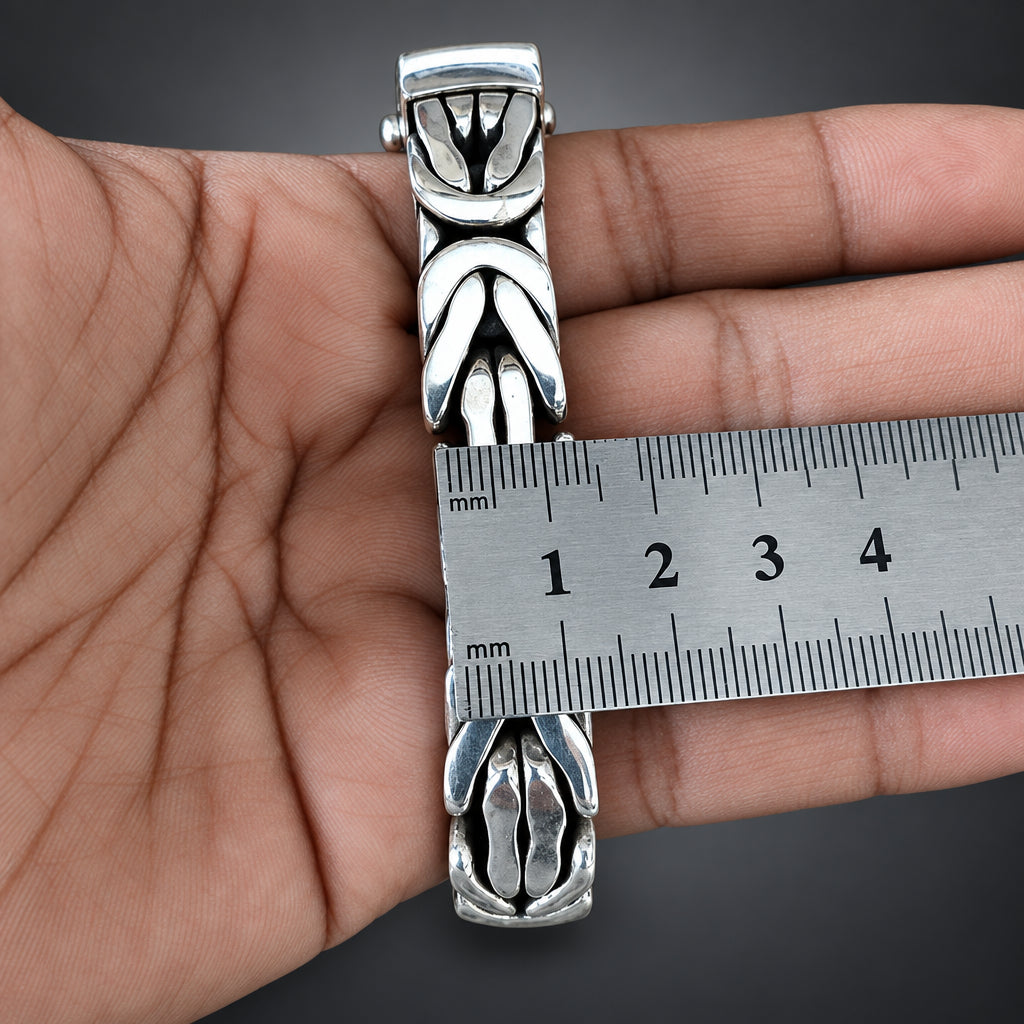 Men’s 999 Fine Silver Byzantine Bracelet, 14mm Heavyweight
