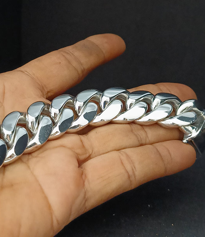 Men's 999 Solid Silver Curb Bracelet, Handmade Chain