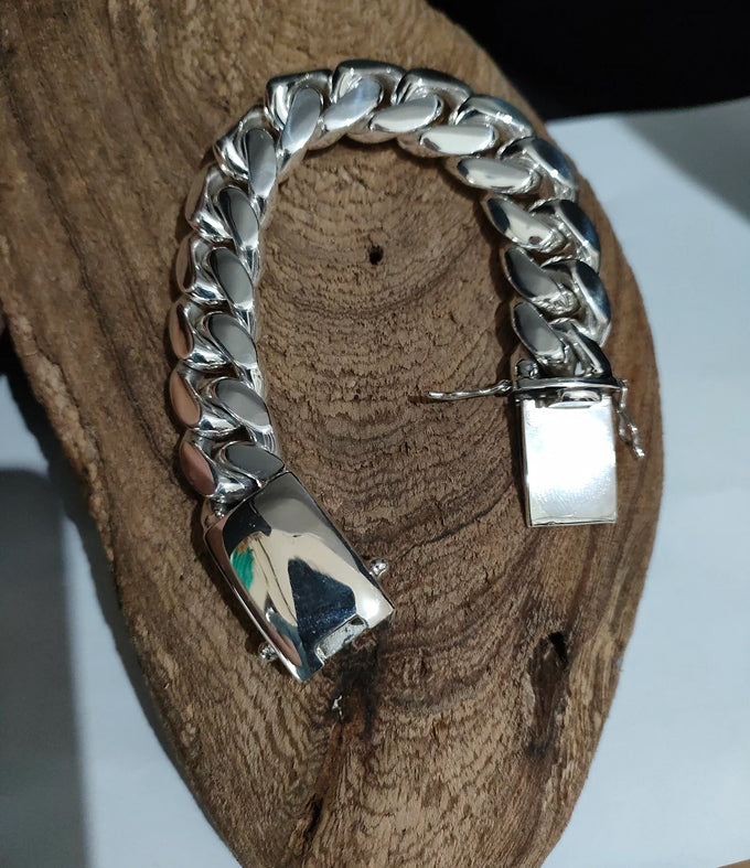 Men's 999 Solid Silver Curb Bracelet, Handmade Chain
