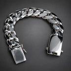 Men’s 999 Pure Silver Curb Chain Bracelet, 18mm Heavyweight