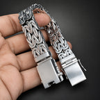 Men’s 999 Pure Silver Byzantine Chain Bracelet, Heavyweight