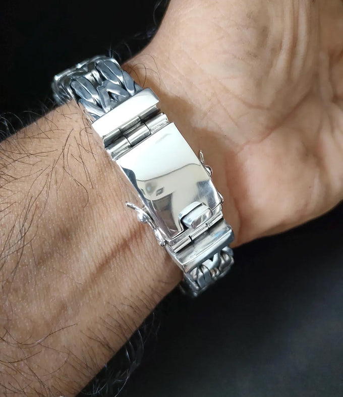 Mena silver bracelet, 999 silver chains, byzantine chain, Gifts for men