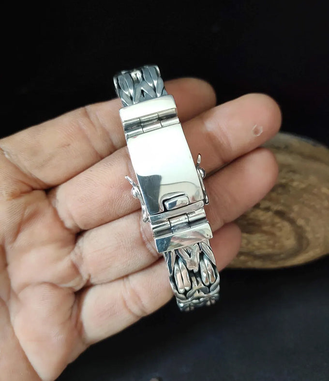 Mena silver bracelet, 999 silver chains, byzantine chain, Gifts for men