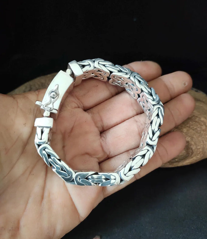 Mena silver bracelet, 999 silver chains, byzantine chain, Gifts for men