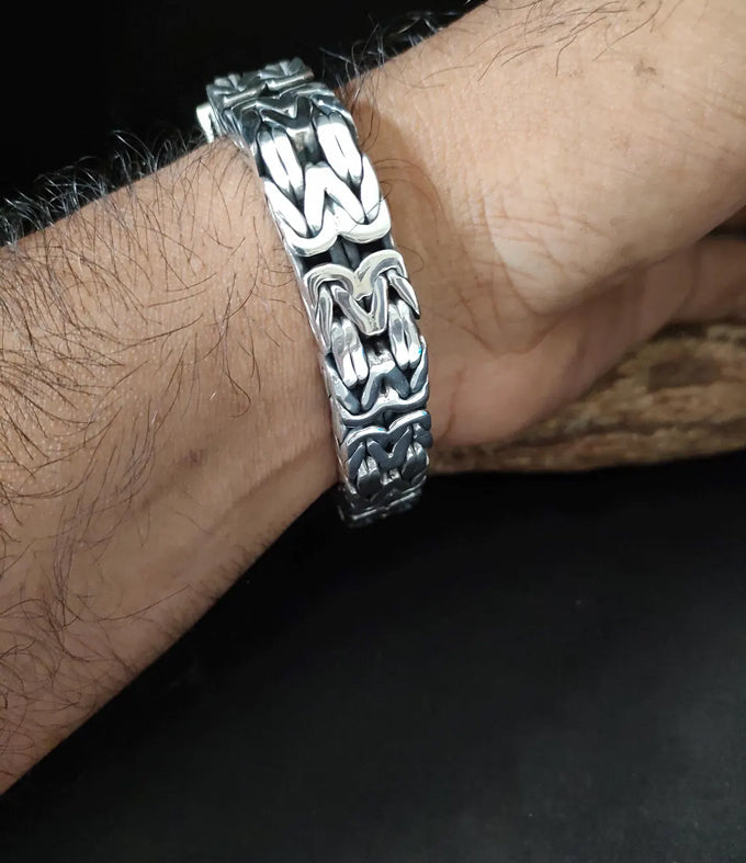 Mena silver bracelet, 999 silver chains, byzantine chain, Gifts for men