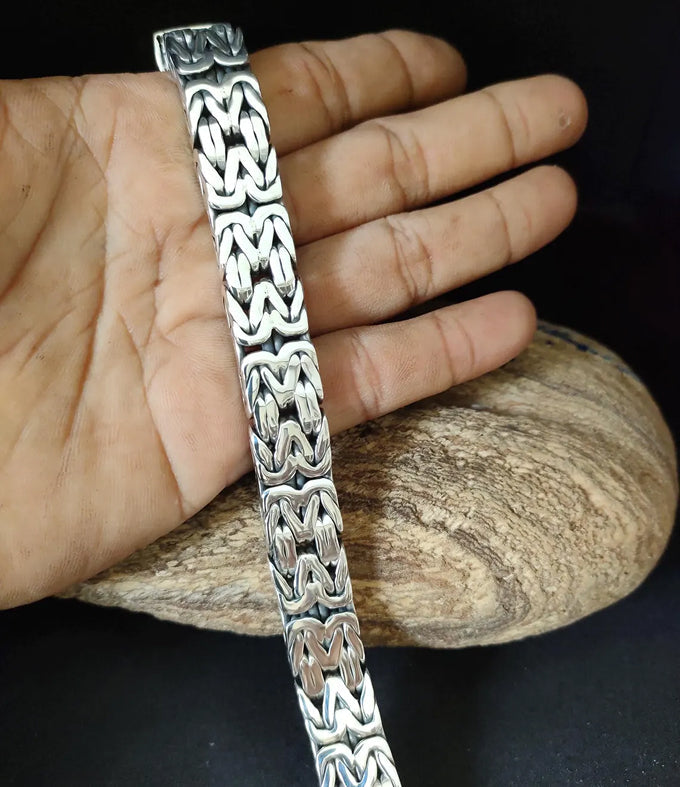 Mena silver bracelet, 999 silver chains, byzantine chain, Gifts for men
