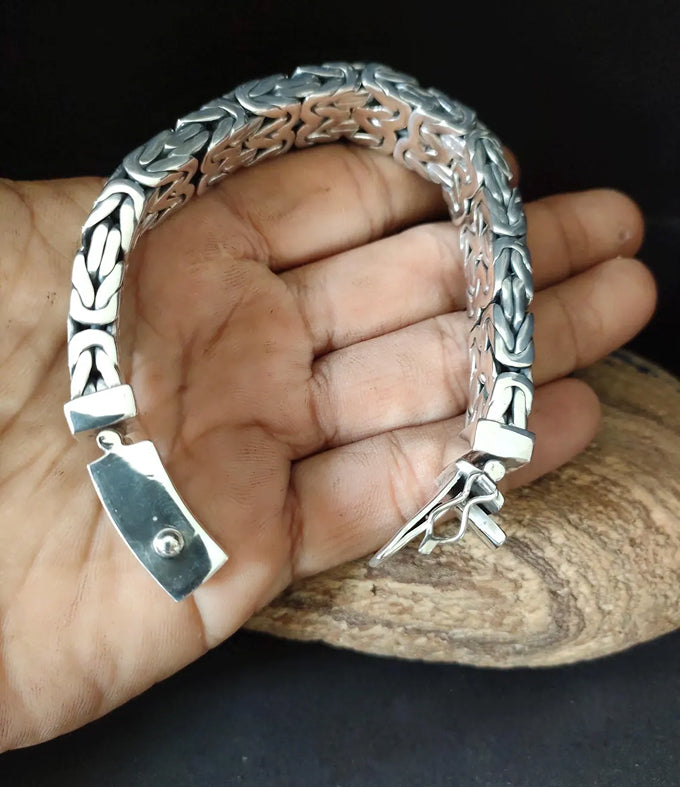 Mena silver bracelet, 999 silver chains, byzantine chain, Gifts for men