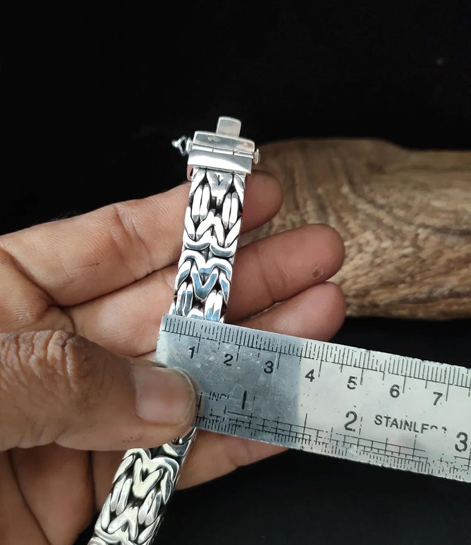 Mena silver bracelet, 999 silver chains, byzantine chain, Gifts for men