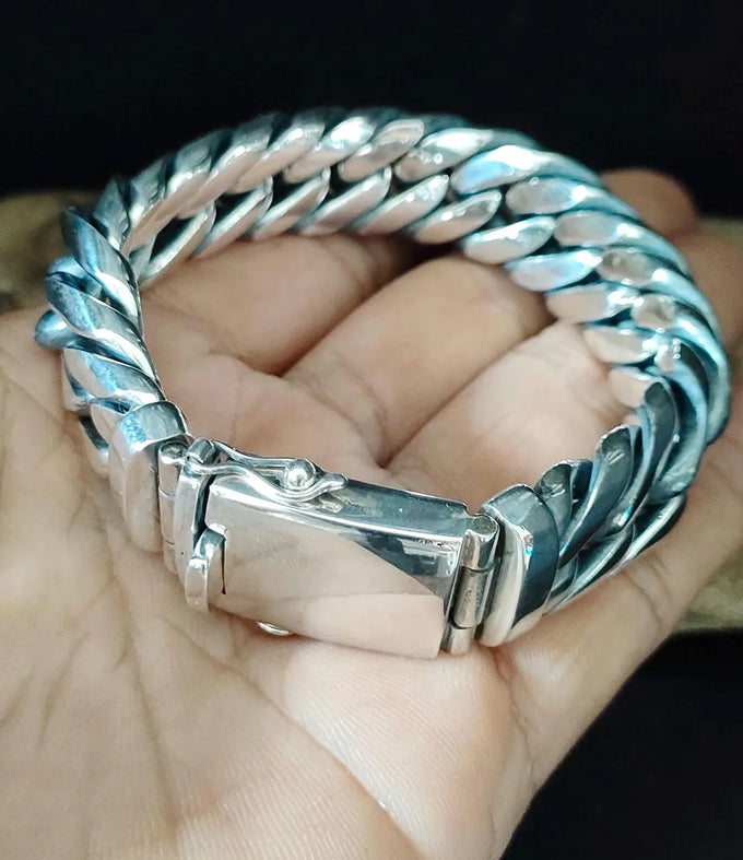 Men's 999 Silver Bracelet, 20mm Wide, Handmade Jewelry, Custom Engraving