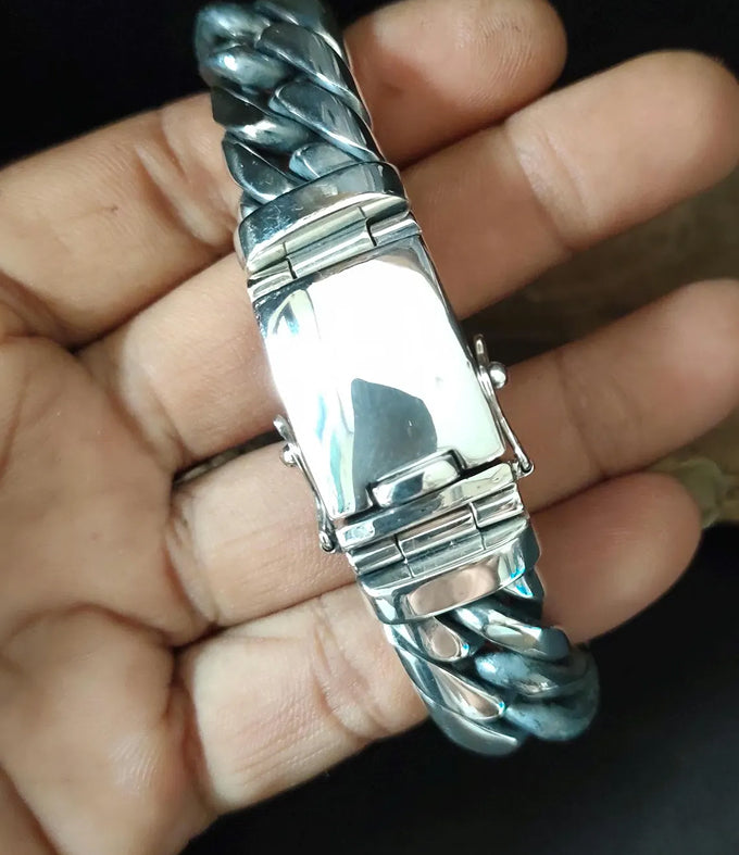 Men's 999 Silver Bracelet, 20mm Wide, Handmade Jewelry, Custom Engraving