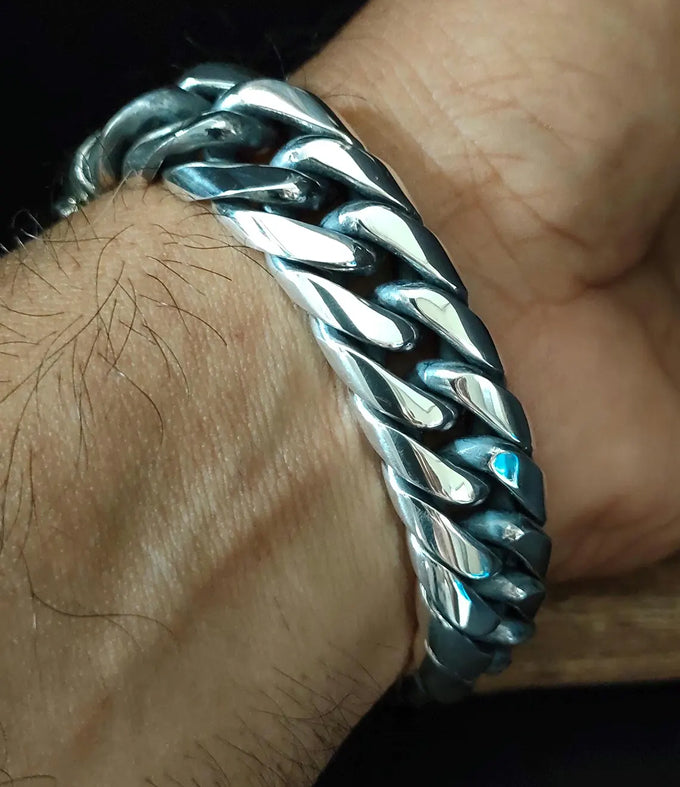 Men's 999 Silver Bracelet, 20mm Wide, Handmade Jewelry, Custom Engraving