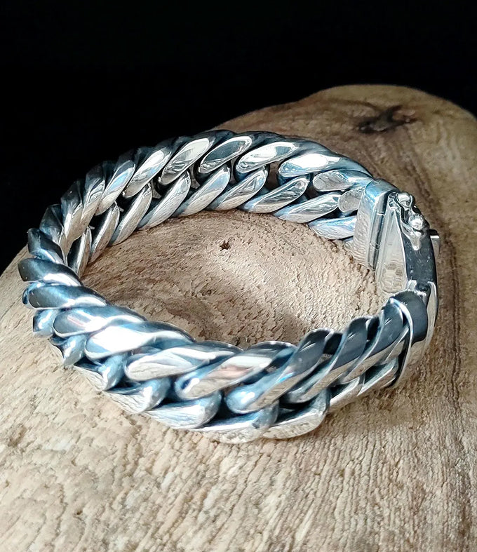 Men's 999 Silver Bracelet, 20mm Wide, Handmade Jewelry, Custom Engraving