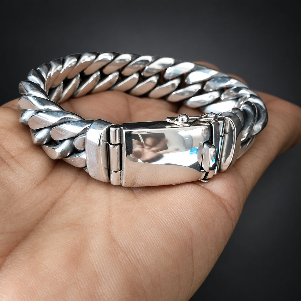 Men’s 999 Fine Silver Cuff Bracelet, 20mm Heavyweight