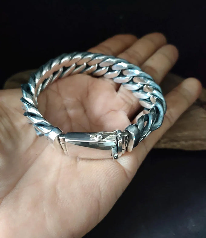 Men's 999 Silver Bracelet, 20mm Wide, Handmade Jewelry, Custom Engraving