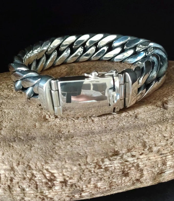 Men's 999 Silver Bracelet, 20mm Wide, Handmade Jewelry, Custom Engraving