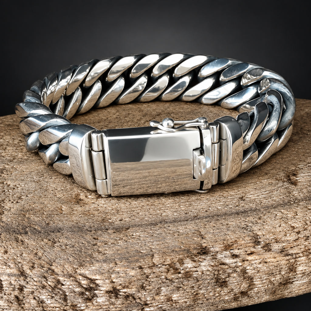 Men’s 999 Fine Silver Cuff Bracelet, 20mm Heavyweight