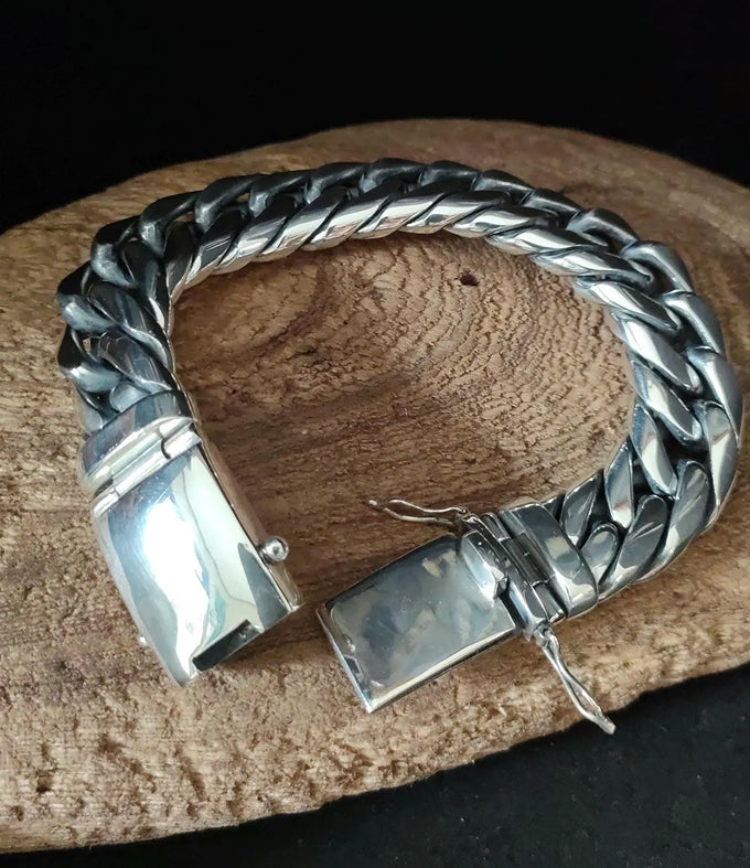 Men's 999 Silver Bracelet, 20mm Wide, Handmade Jewelry, Custom Engraving