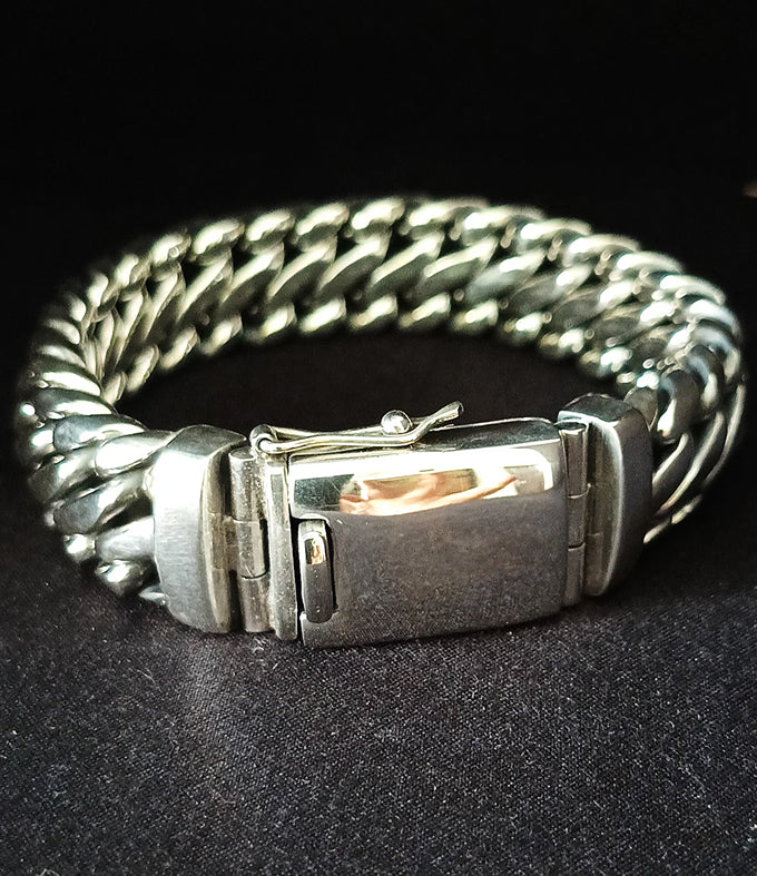 999 silver chain, Woven Snake Bracelet, Men's Bracelet, Custom engraving