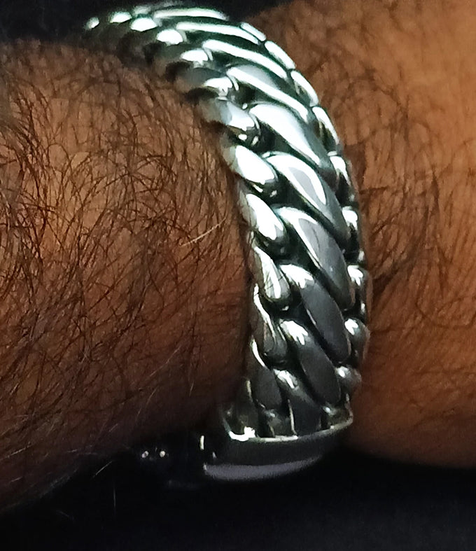 999 silver chain, Woven Snake Bracelet, Men's Bracelet, Custom engraving