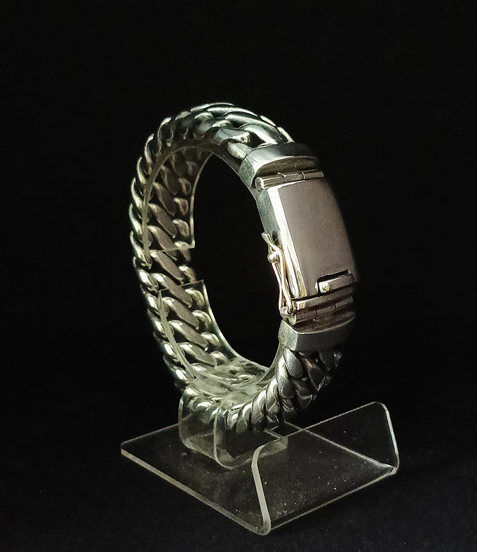 999 silver chain, Woven Snake Bracelet, Men's Bracelet, Custom engraving