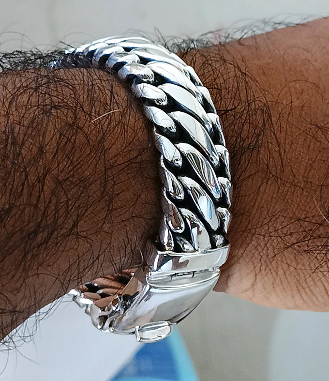 999 silver chain, Woven Snake Bracelet, Men's Bracelet, Custom engraving