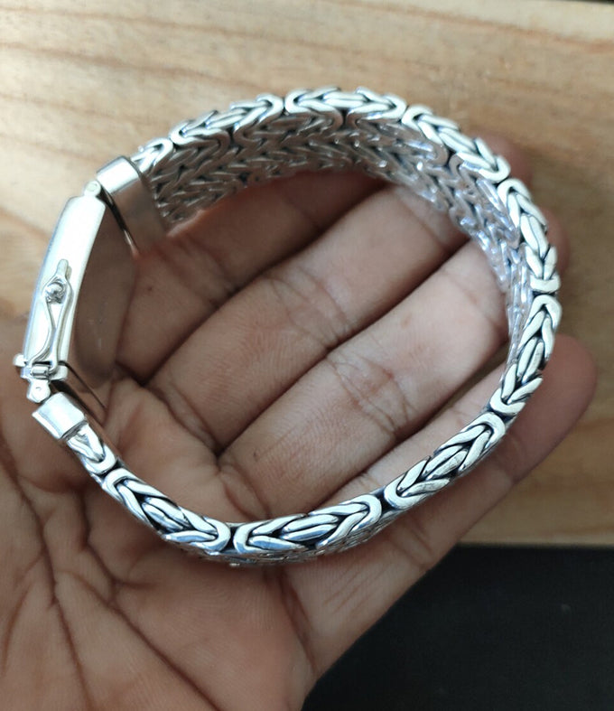 999 Pure Silver Byzantine Bracelet with Birthday Stone