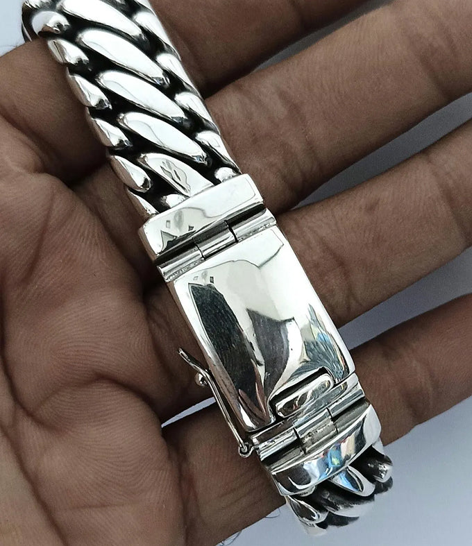 999 Pure Silver Woven Snake Bracelet - 16mm Men's Heavy Bracelet