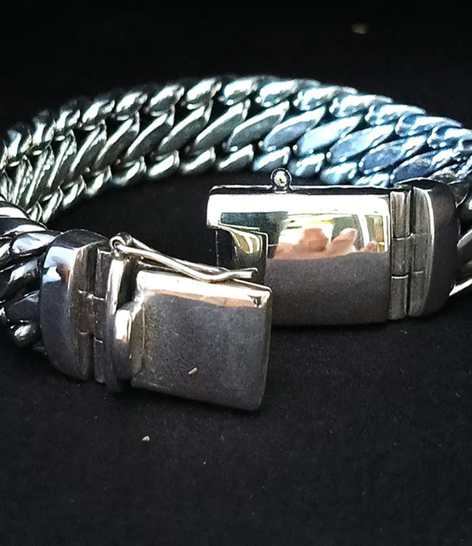 999 Pure Silver Woven Snake Bracelet - 16mm Men's Heavy Bracelet