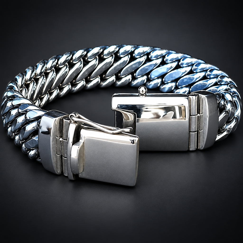 Men’s 999 Pure Silver Woven Snake Bracelet, 16mm Heavyweight