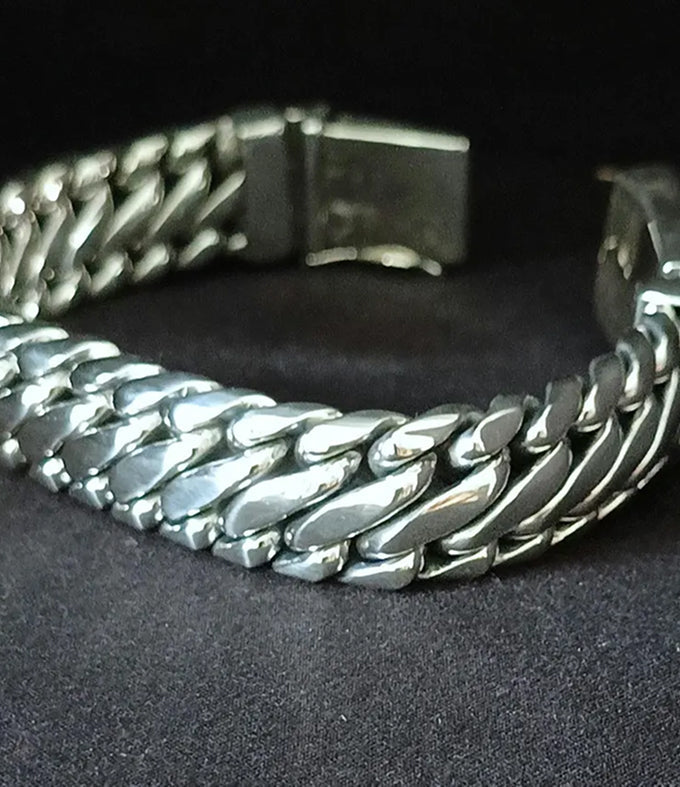 999 Pure Silver Woven Snake Bracelet - 16mm Men's Heavy Bracelet