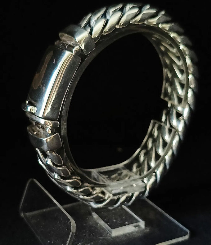 999 Pure Silver Woven Snake Bracelet - 16mm Men's Heavy Bracelet