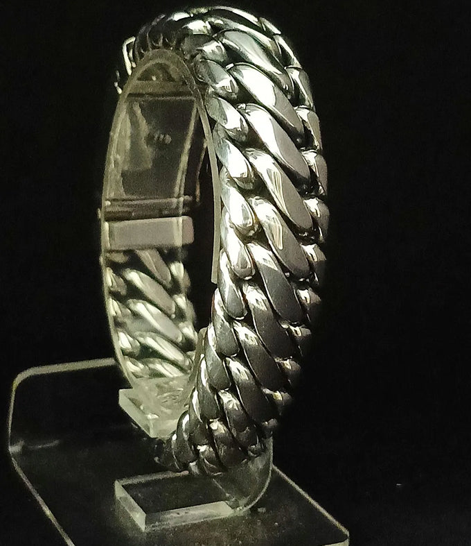 999 Pure Silver Woven Snake Bracelet - 16mm Men's Heavy Bracelet
