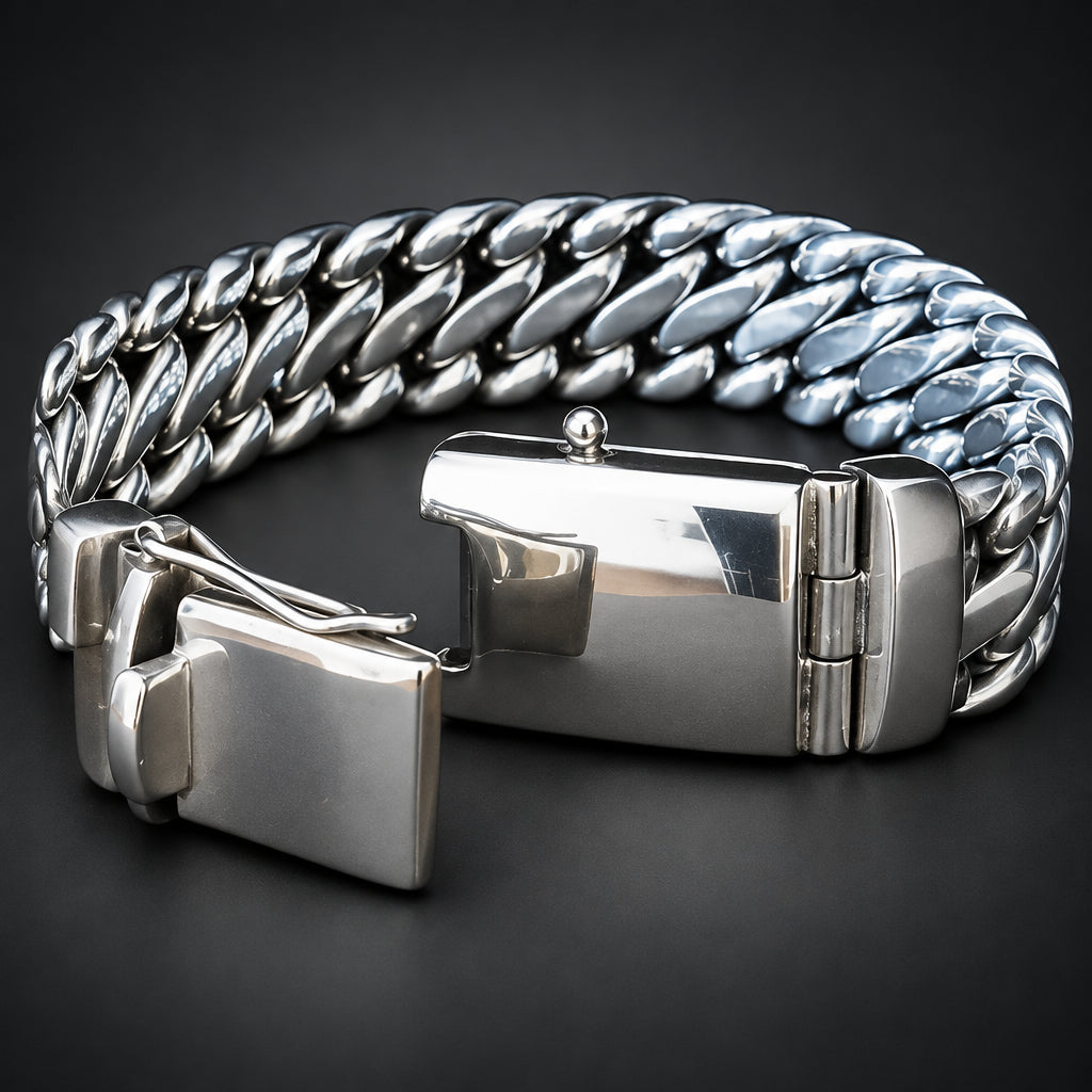 Men’s 999 Pure Silver Woven Snake Bracelet, 18mm Heavyweight