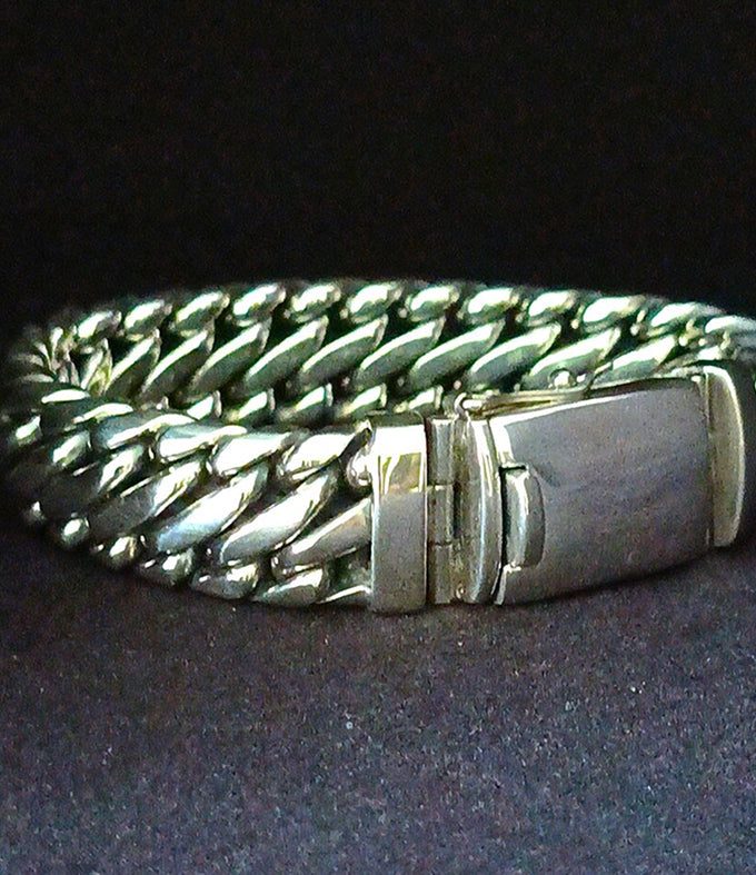 999 Pure Silver Mens Snake Bracelet, Heavy Woven Design