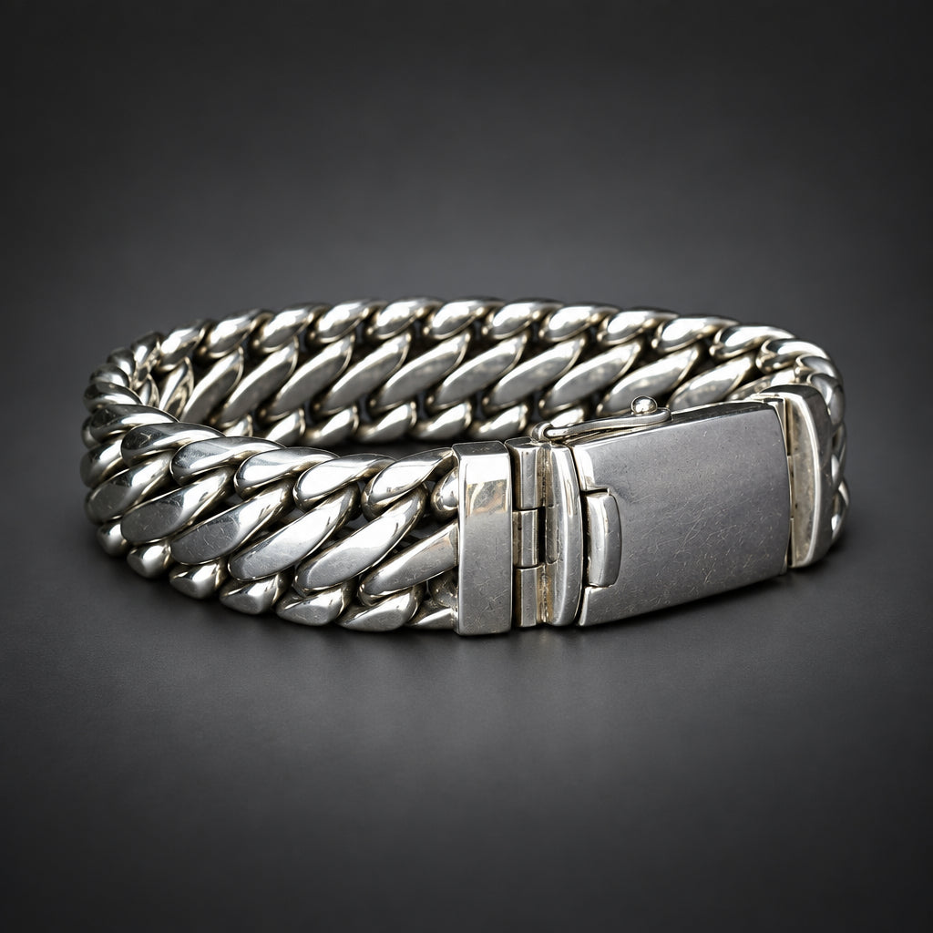 Men’s 999 Pure Silver Woven Snake Bracelet, 18mm Heavyweight