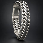 Men’s 999 Pure Silver Woven Snake Bracelet, 18mm Heavyweight