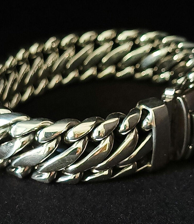 999 Pure Silver Mens Snake Bracelet, Heavy Woven Design