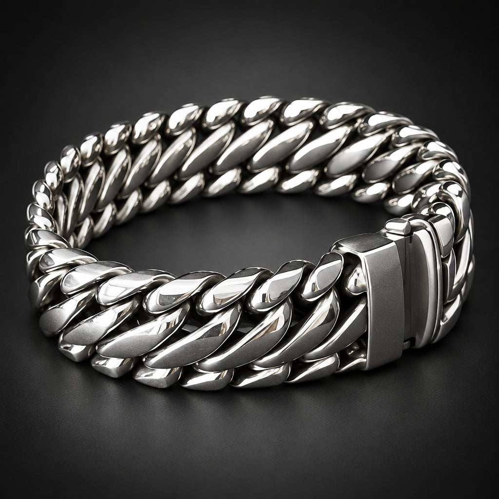 Men’s 999 Pure Silver Woven Snake Bracelet, 18mm Heavyweight